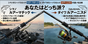 シマノのシーバスロッド ルアーマチックとダイワのシーバスロッド