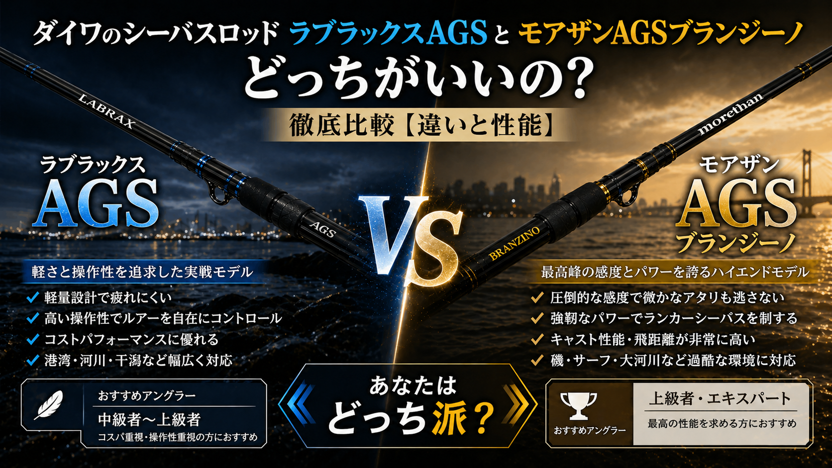 ダイワのラブラックスAGSとモアザンAGSブランジーノ徹底比較【価格と性能】