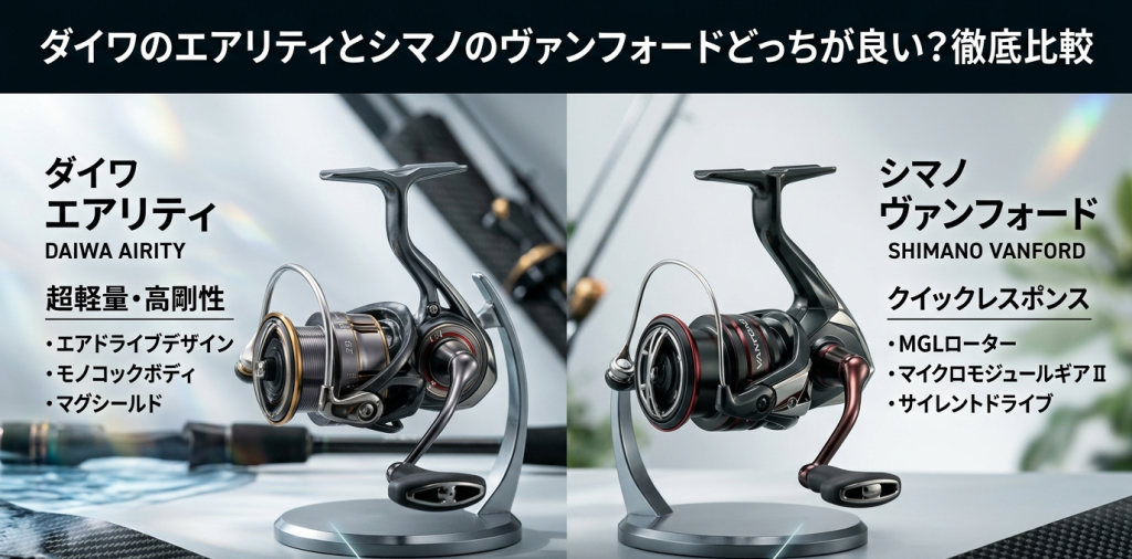 エギングリールはダイワのエアリティとシマノのヴァンフォードどっちが良い？徹底比較