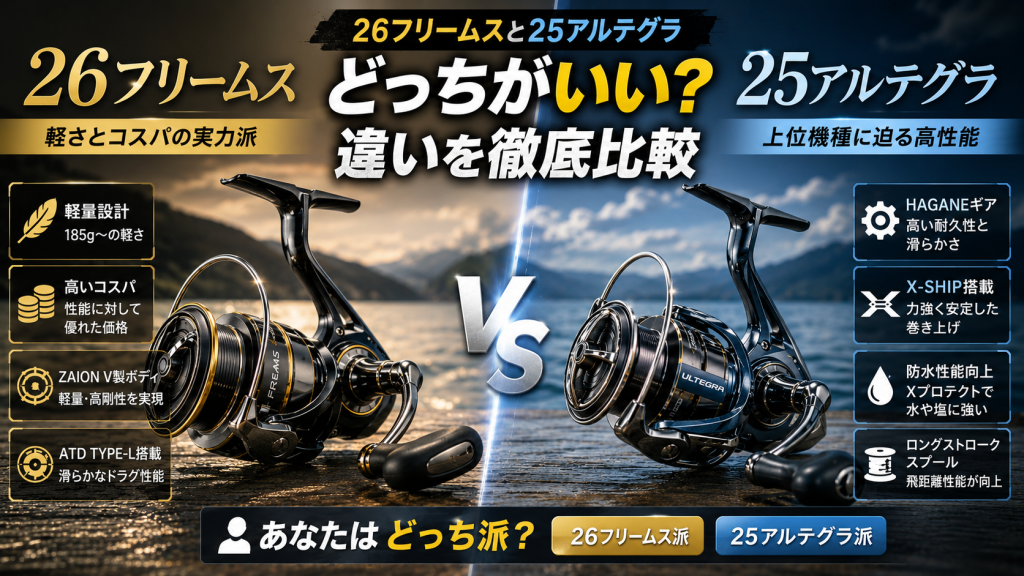 26フリームスと25アルテグラどっちがいい？違いを徹底比較【価格×性能】