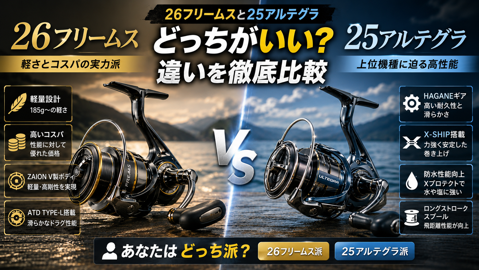 26フリームスと25アルテグラどっちがいい？違いを徹底比較【価格×性能】
