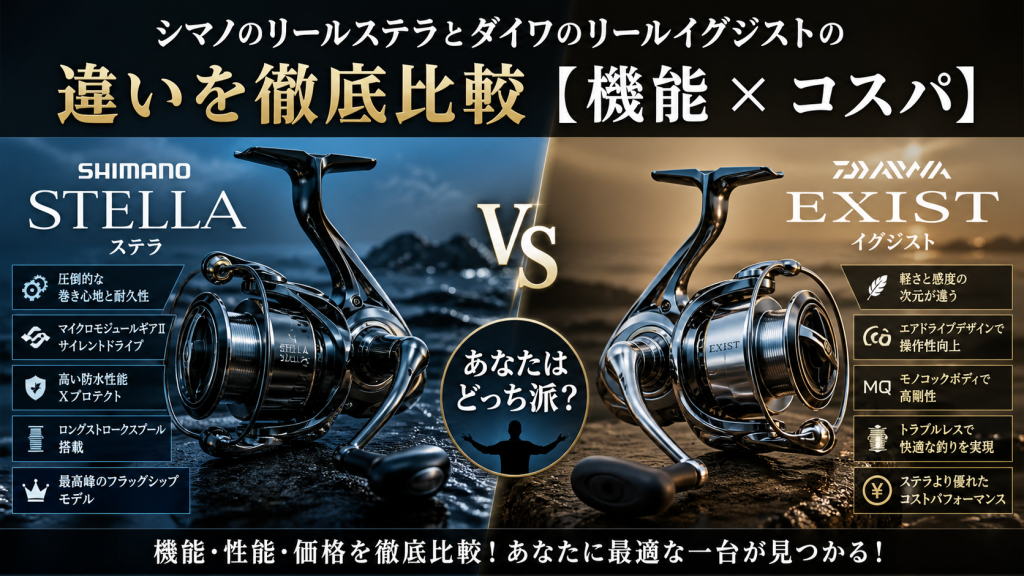 シマノのリールステラとダイワのリールイグジストの違いを徹底比較【機能×コスパ】