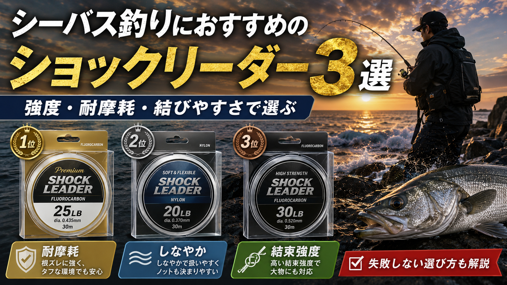 シーバス釣りにおすすめのショックリーダー3選