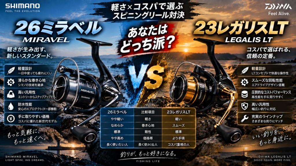 26ミラベルと23レガリスLTどっちがいい？違いを徹底比較【軽さ×コスパ】