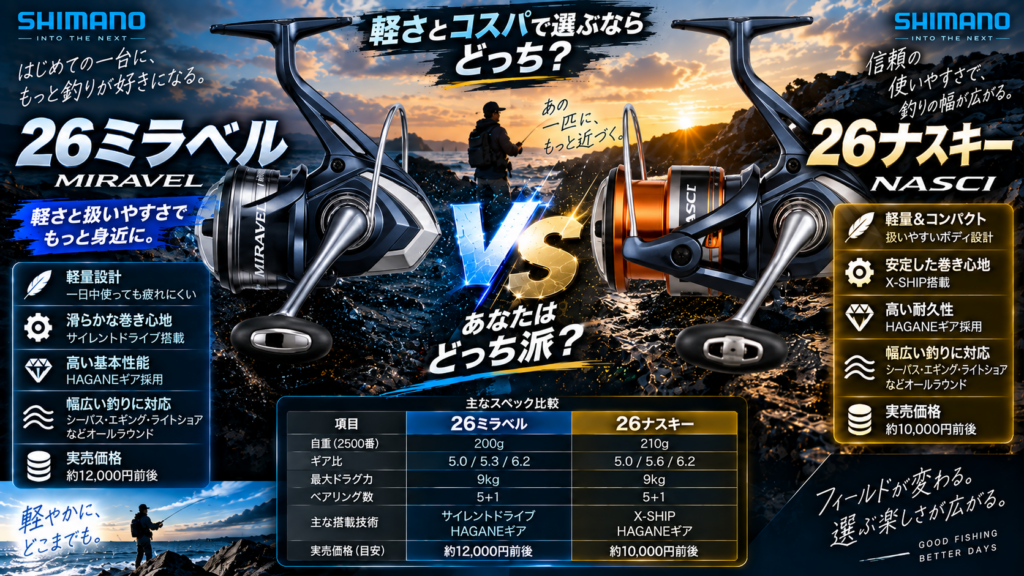 26ミラベル vs 26ナスキーを徹底比較！軽さとコスパで選ぶならどっち？