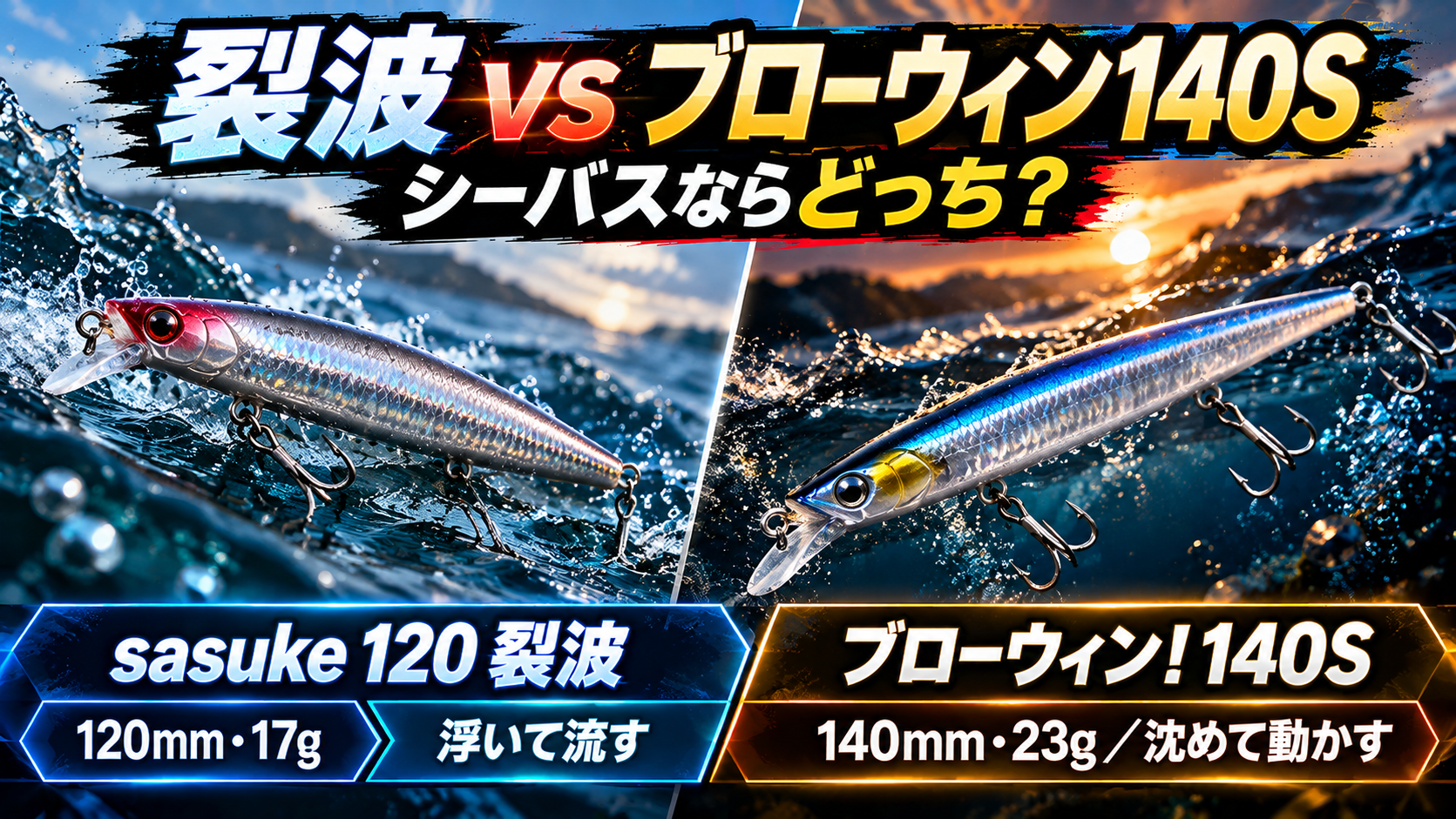 ima sasuke 120 裂波とBlueBlue ブローウィン！140Sの比較アイキャッチ