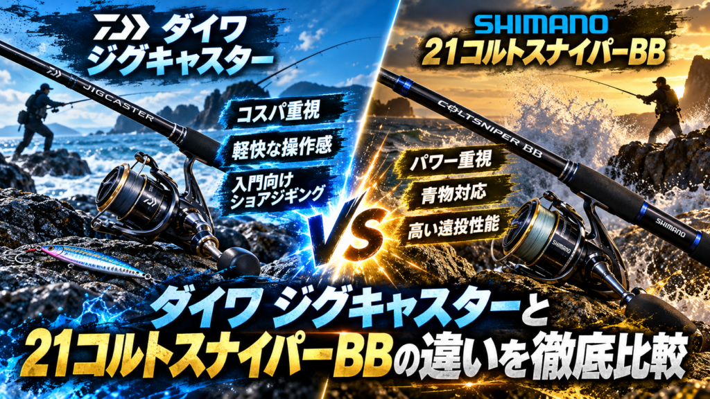 ダイワ ジグキャスターと21コルトスナイパーBBの違いを徹底比較！ショアジギングならどっち？